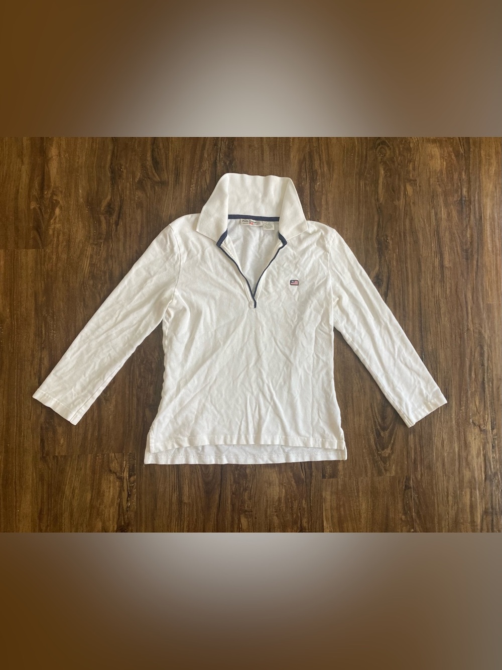 Ralph Lauren Three Quarter Sleeve Vneck Polo Shirt Women’s Size Small